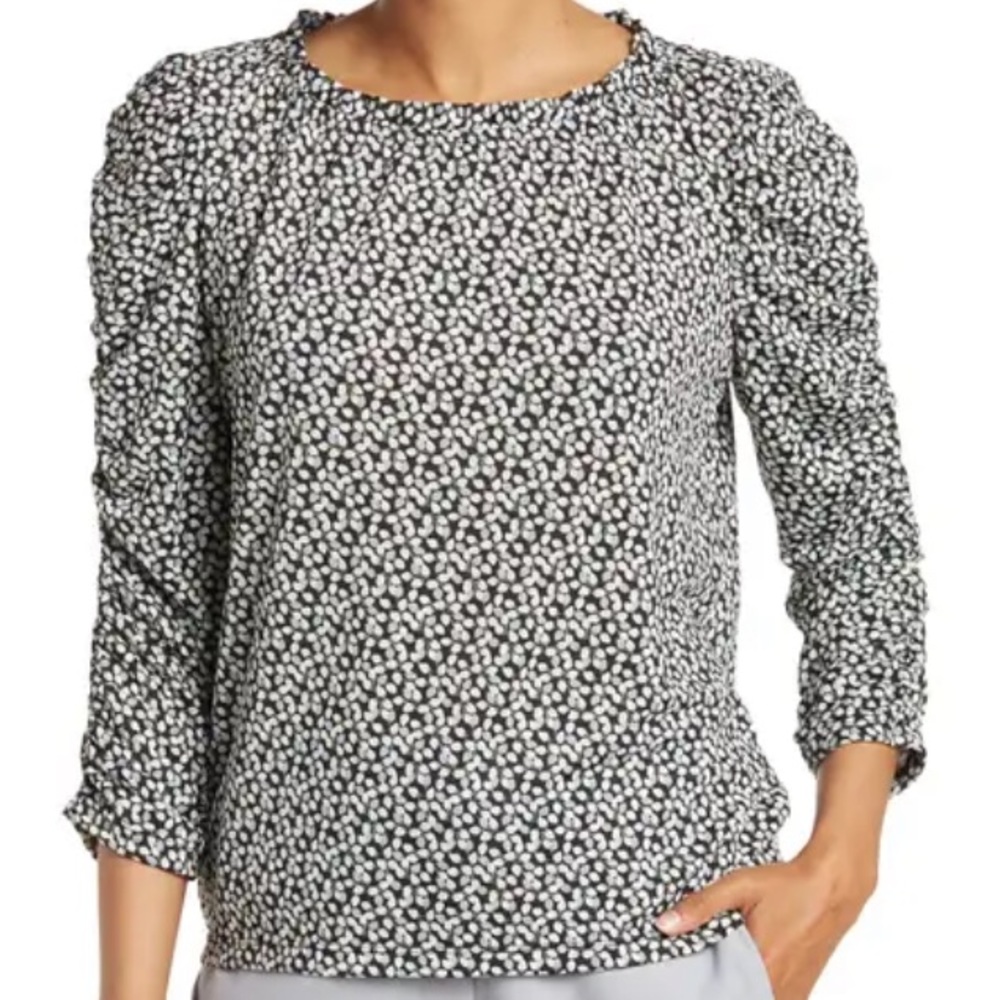 NEW Max Studio 3/4 Ruched Sleeve Blouse